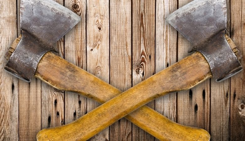 2 axes shown on a wall