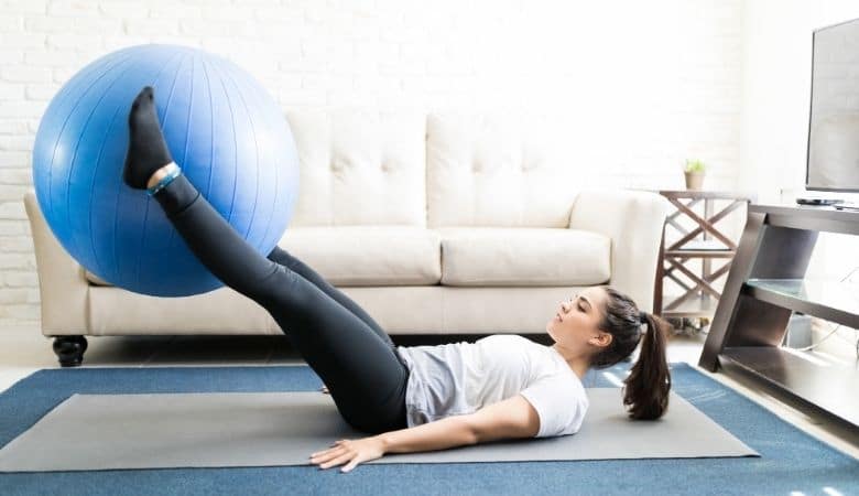 lady using an exercise ball