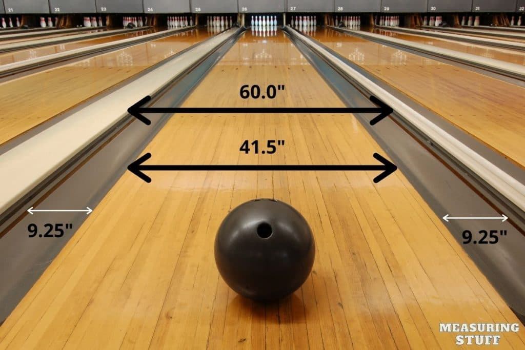 width of a bowling lane with gutters