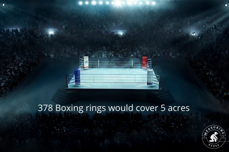 378 boxing rings equal 5 acres