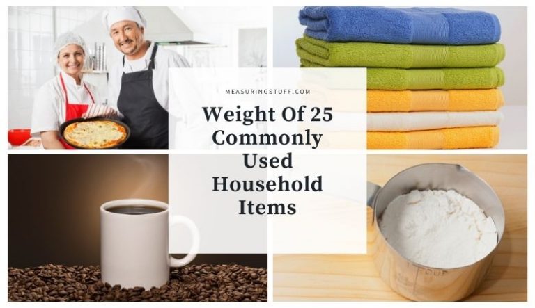 Weight Of 25 Commonly Used Household Items