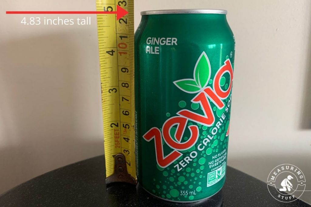 soda can measuring 4.83 inches tall