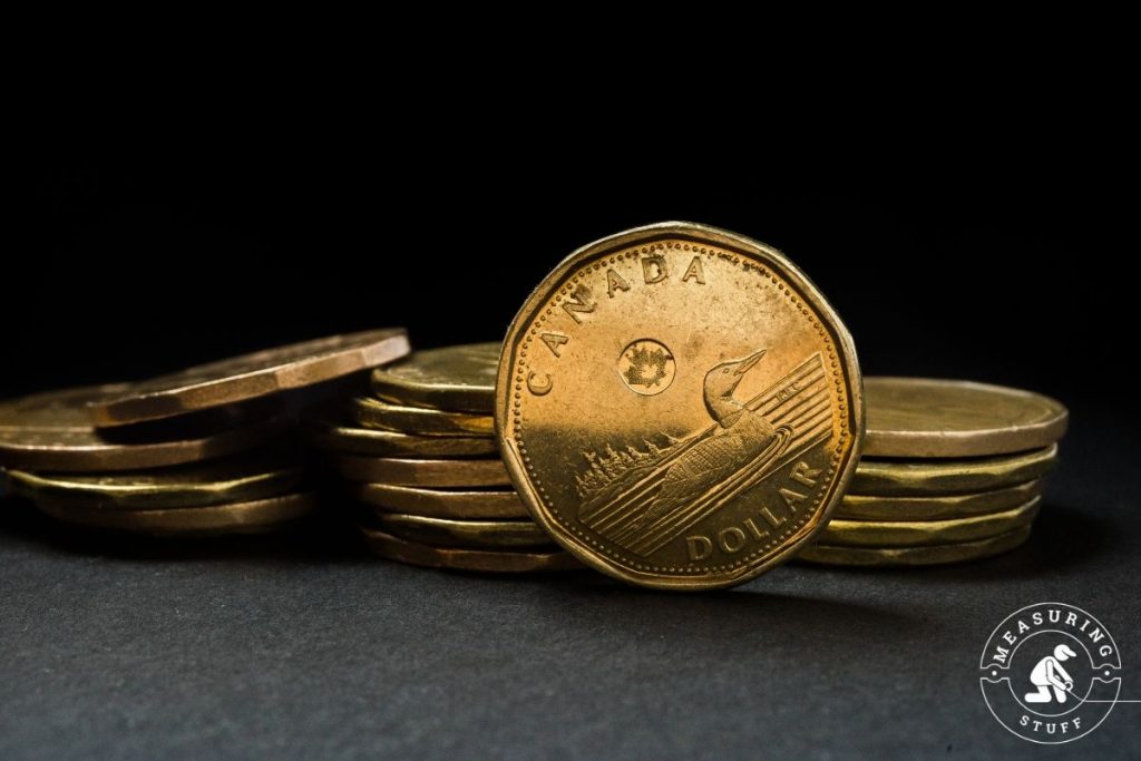 Canadian loonie is 1 inch diameter
