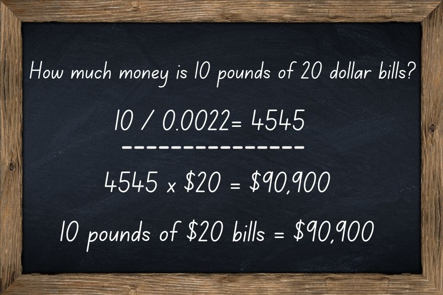 How Much Money Is 10 Pounds Of 20 Dollar Bills?