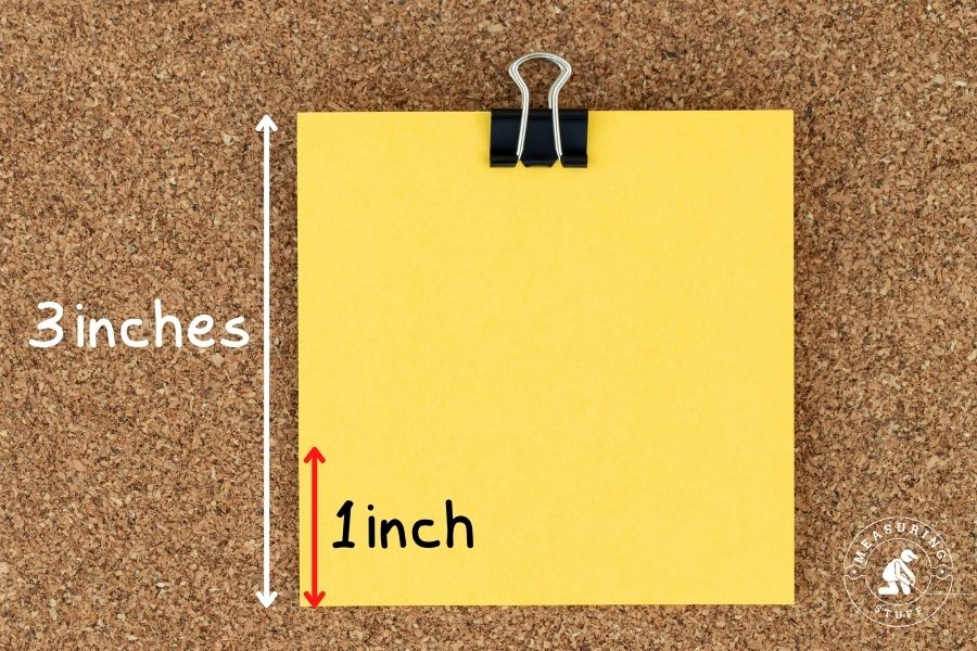 1 inch compared to a post it note