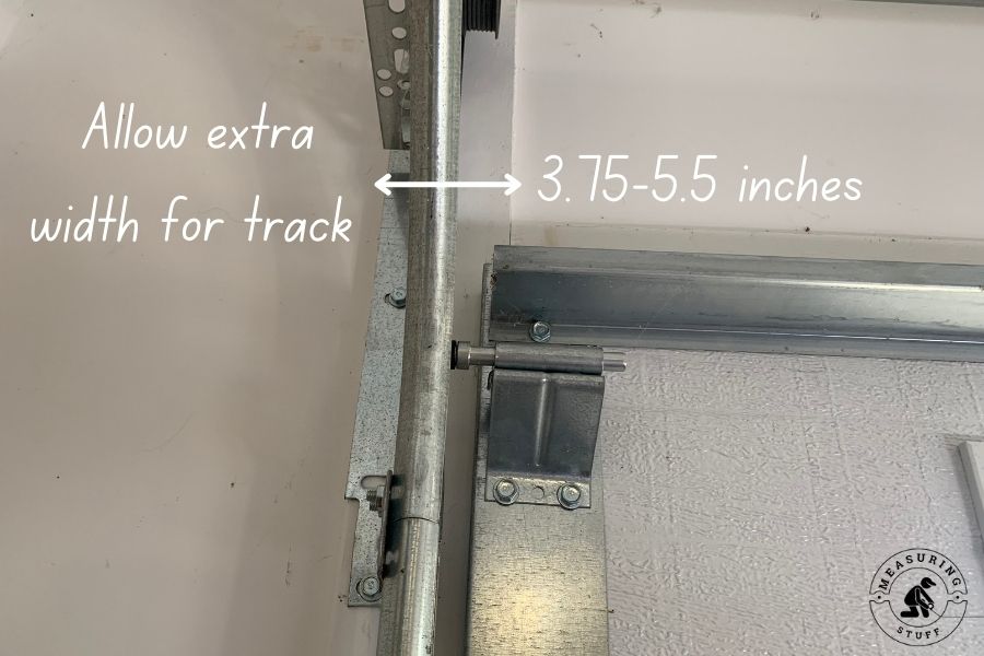 allow extra width for garage door track
