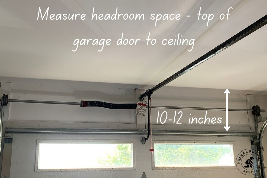 Measure garage door headroom space