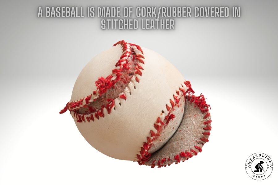 torn stiching on a baseball