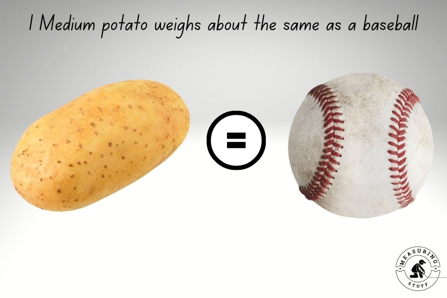 medium size potato and baseball