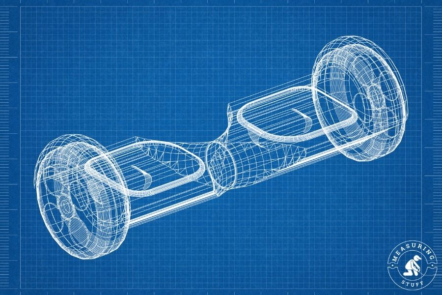 sketch of white hoverboard on blue background