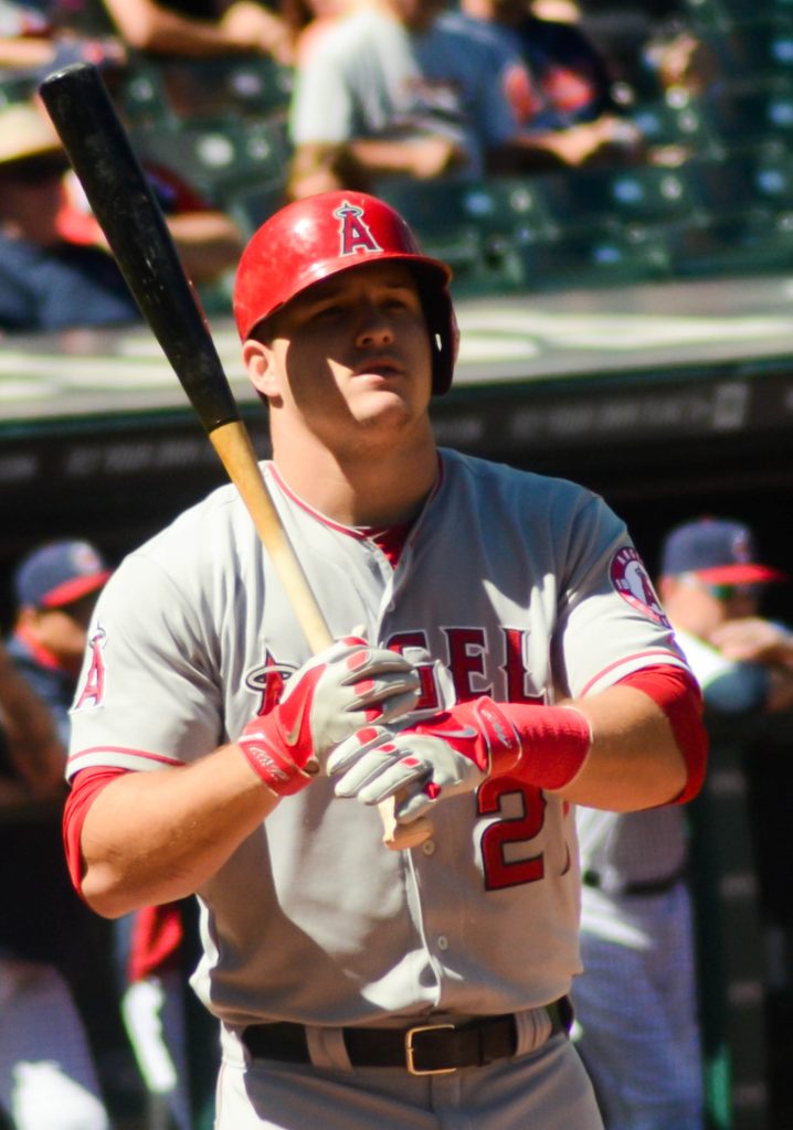 Mike Trout holding a baseball bat