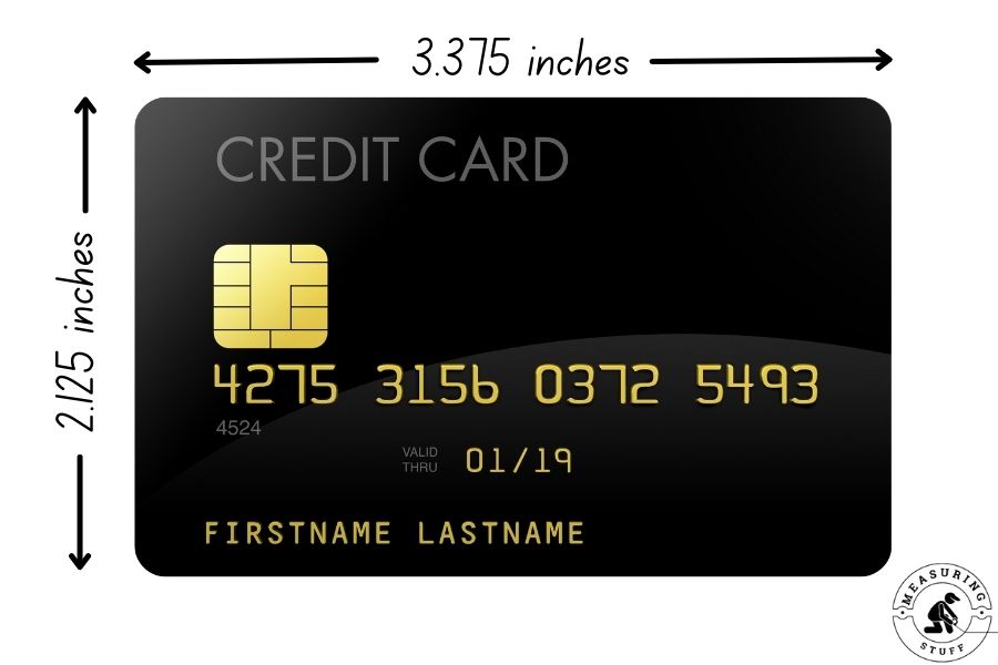 black credit card showing dimensions