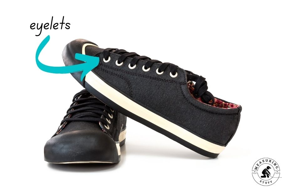 black shoes showing 6 eyelets