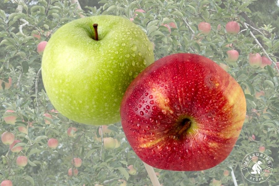 2 apples - red and green