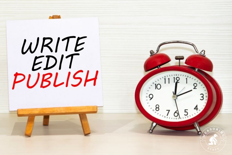 red clock with write, edit, publish on flipboard