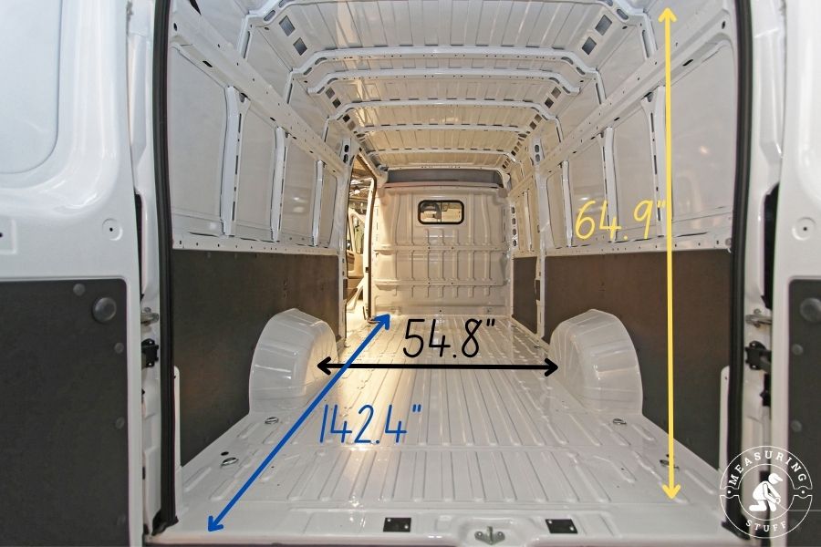 dimensions shown inside cargo van