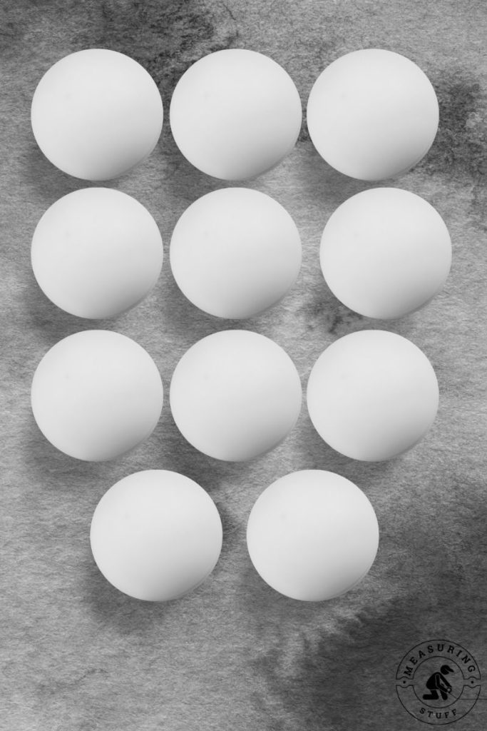10 white ping pong balls