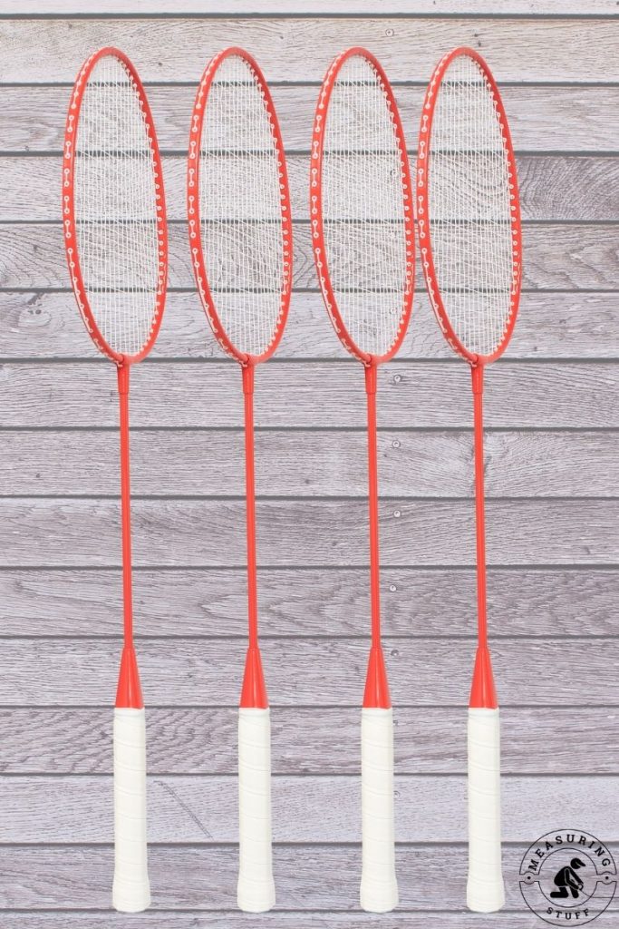 4 red badminton rackets