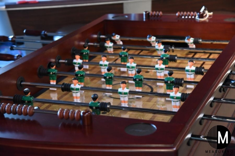 wooden foosball table