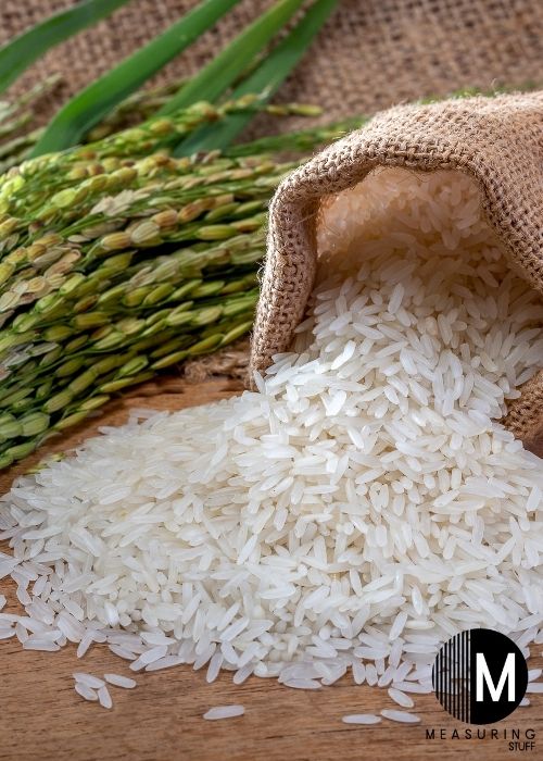 white rice in mesh bag