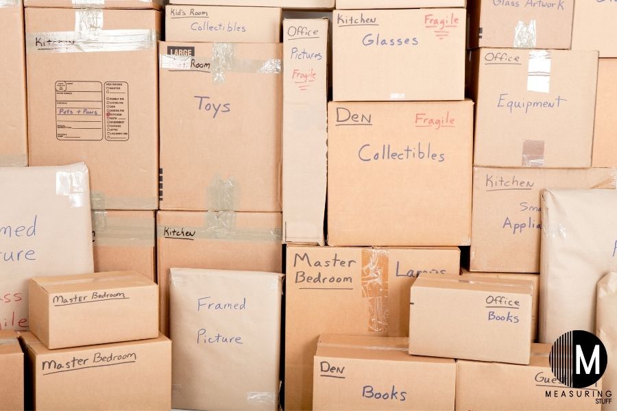 labelled boxes for storage