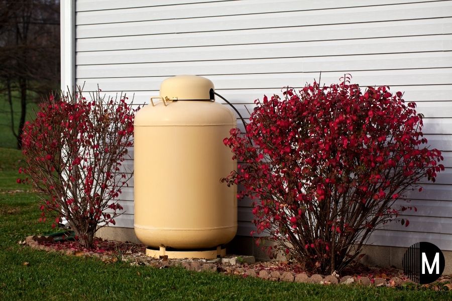 propane tank on side of home
