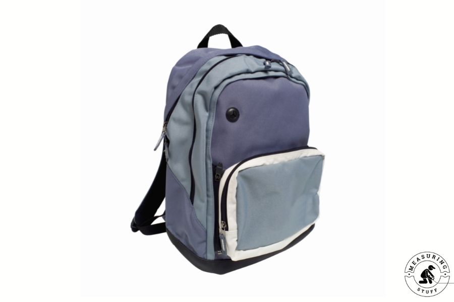 grey and blue backpack