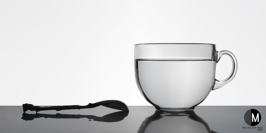 cup of water with black spoon