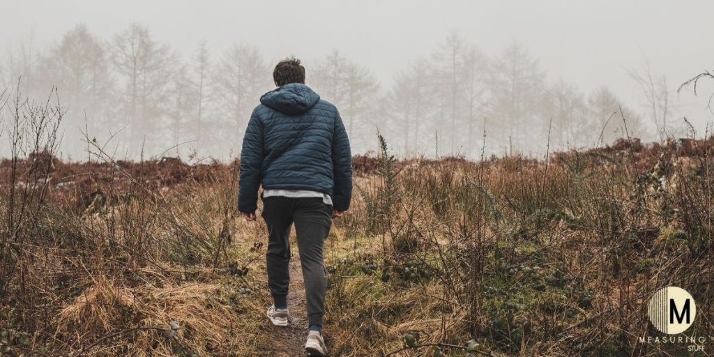 person walking on rough terrain