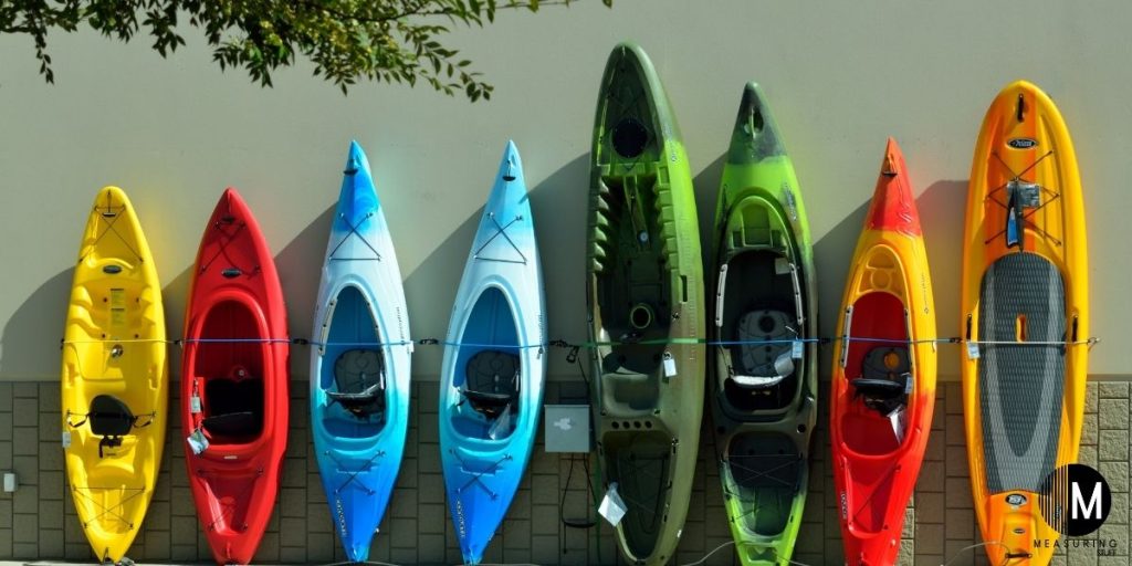 different sized kayaks