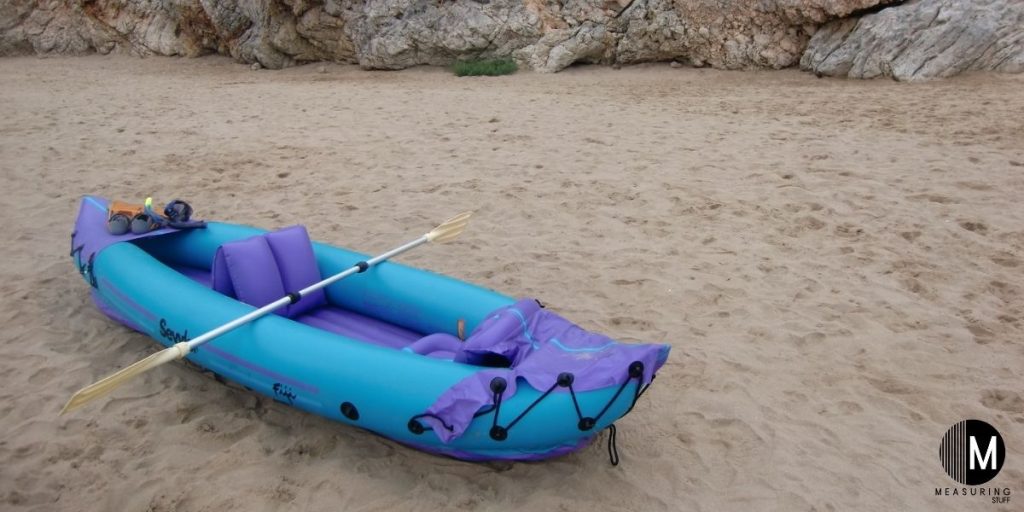 inflatable kayak on beach