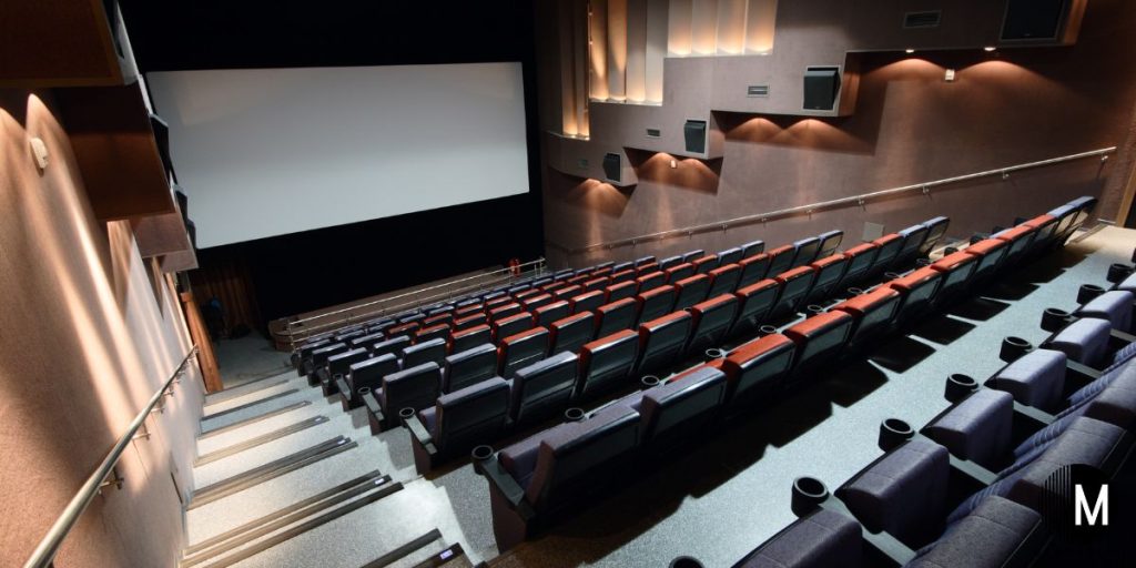 steep row of seats at a theatre