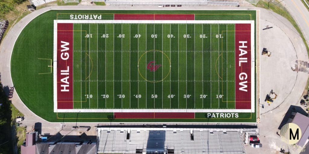 overhead view of football field