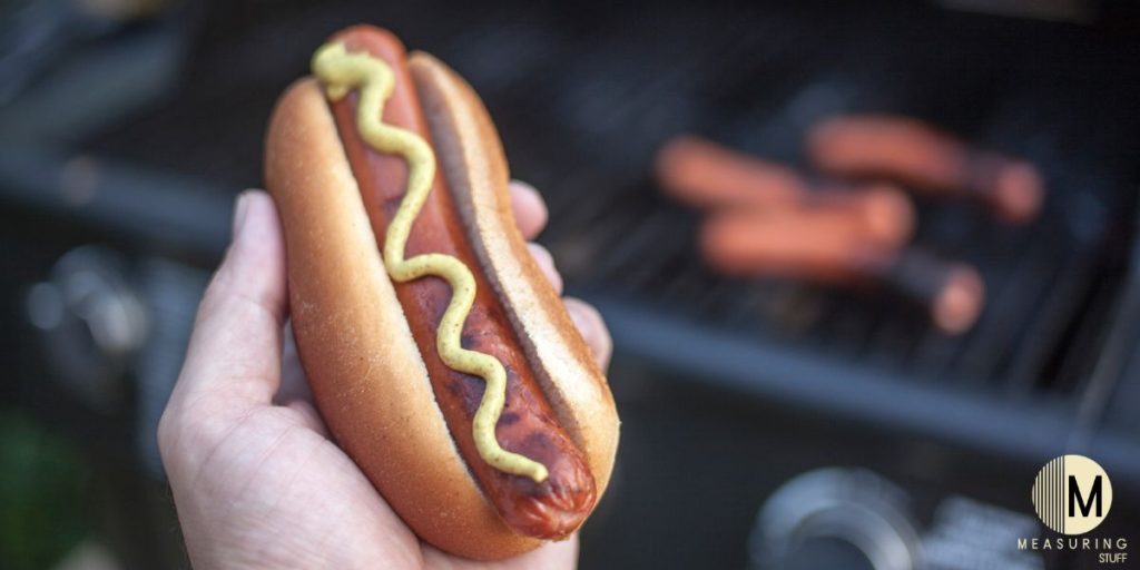 person holding a hot dog