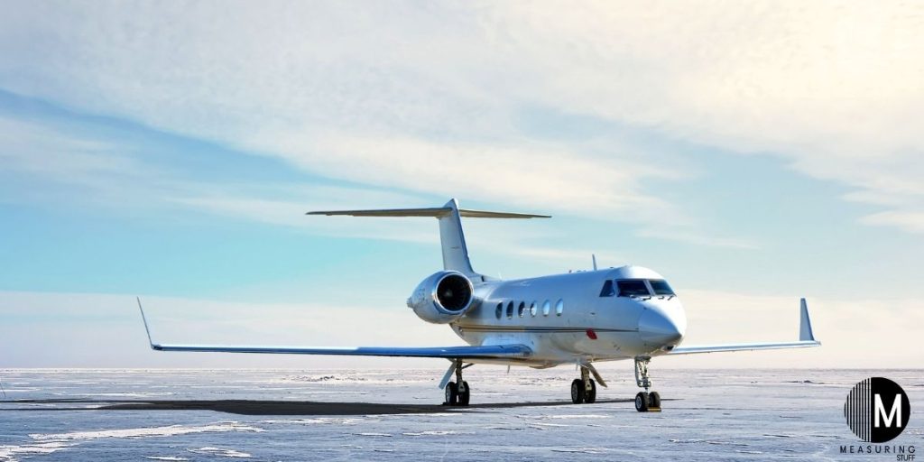 private jet parked on ice