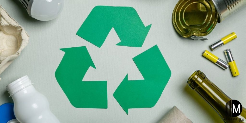recycling logo with scraps