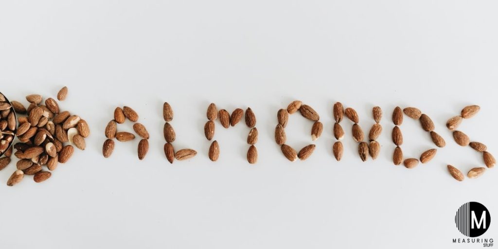 the word almonds spelled with almonds