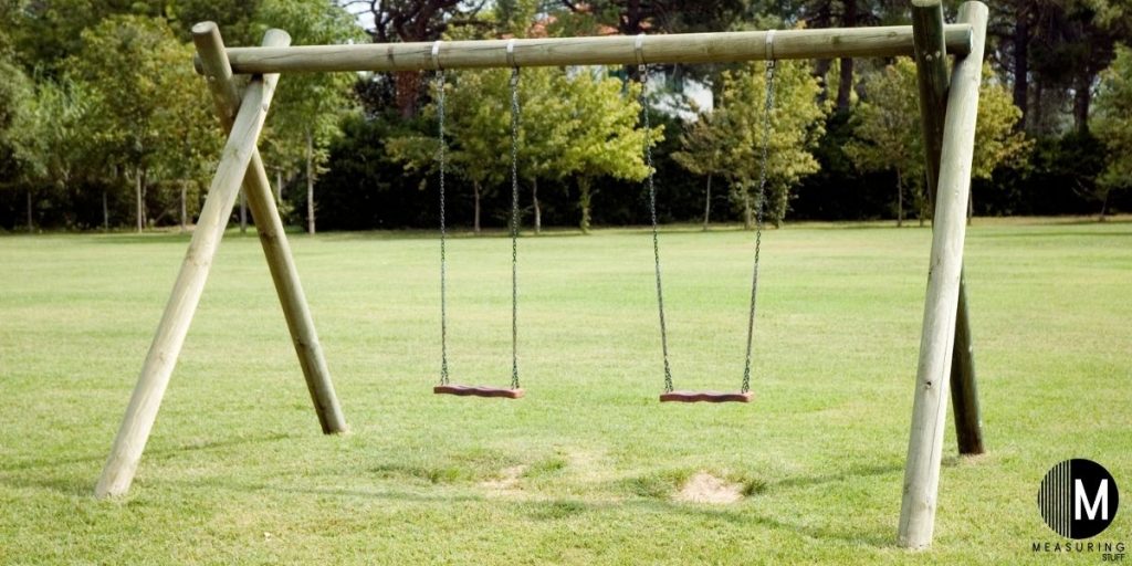 swing set made with logs