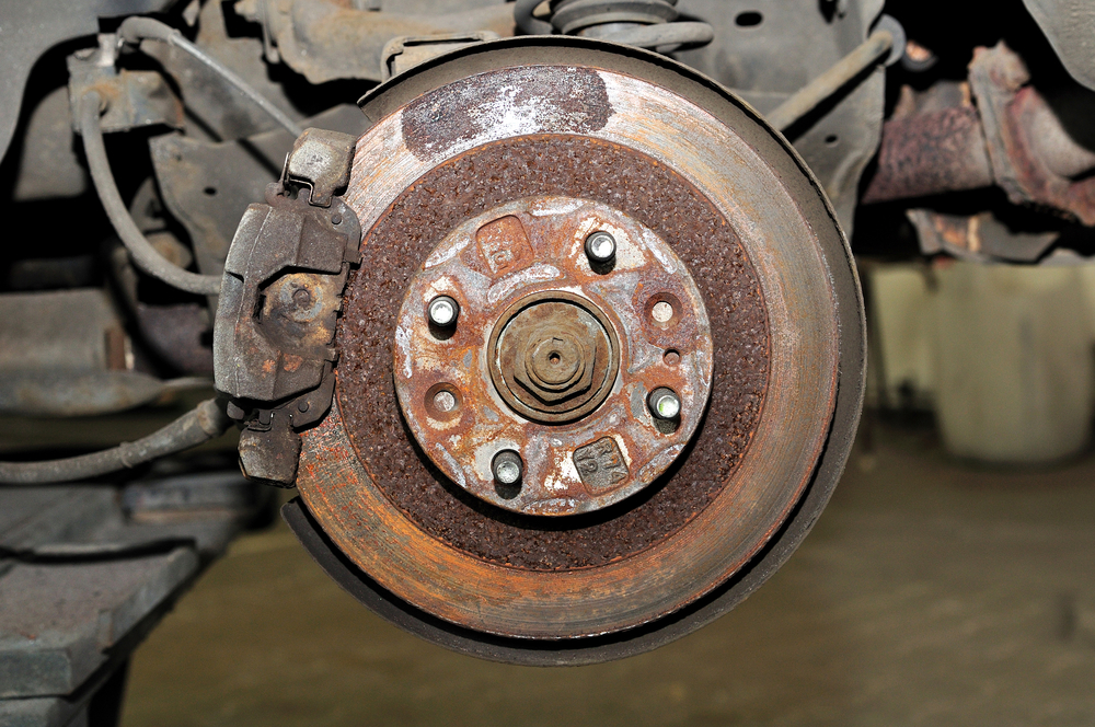 rusty brakes on wheel