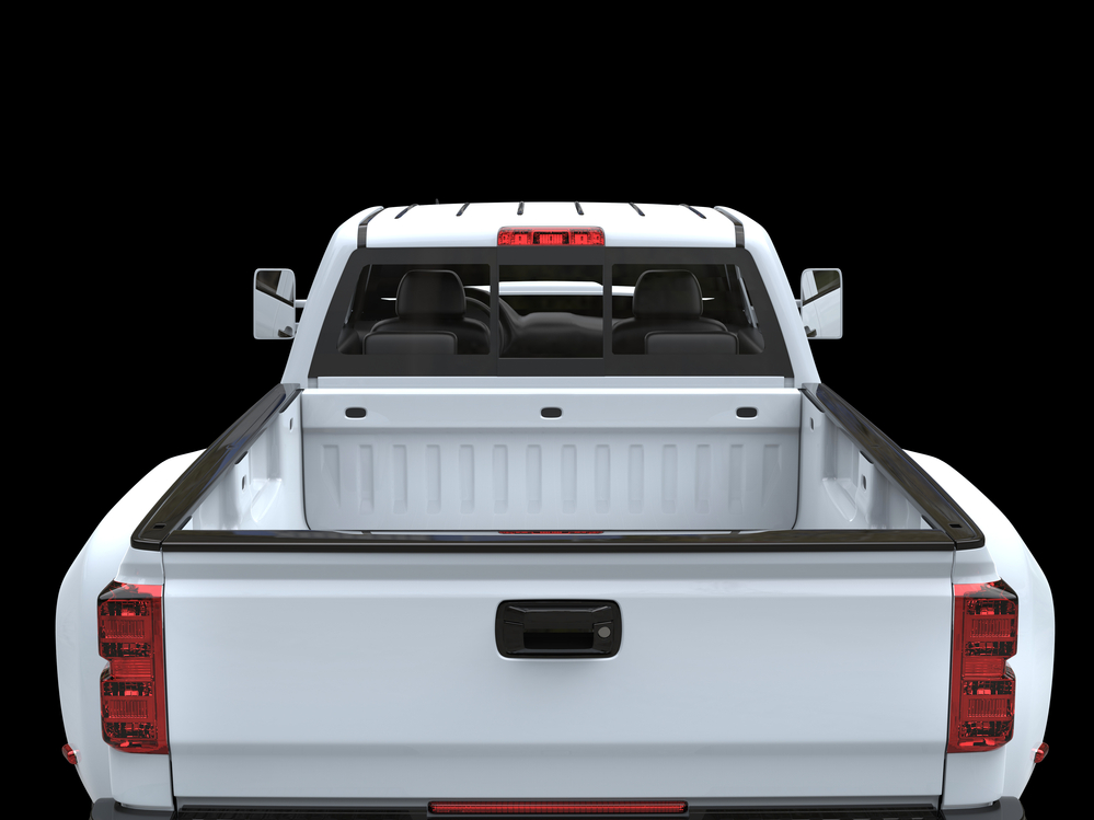 White pickup truck - back view