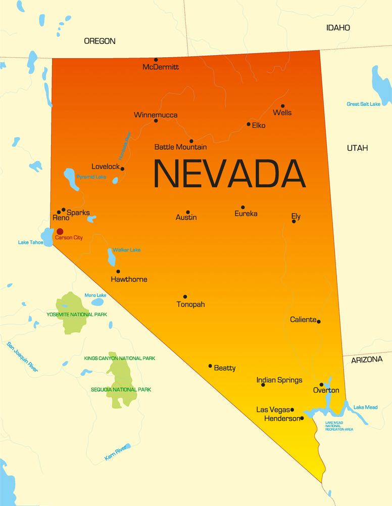 Vector color map of Nevada state. Usa