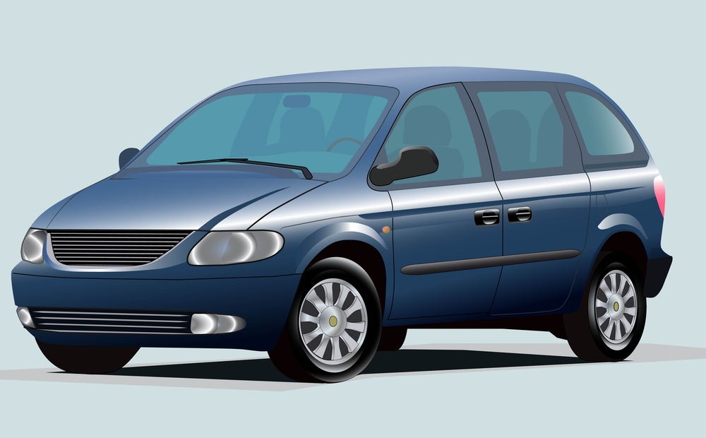 blue minivan vector image