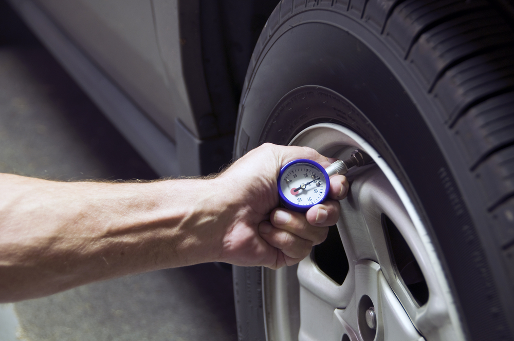 checking tire pressure
