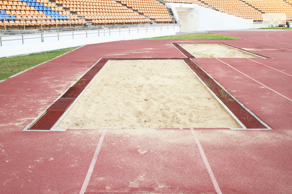long jump pit in sports stadium
