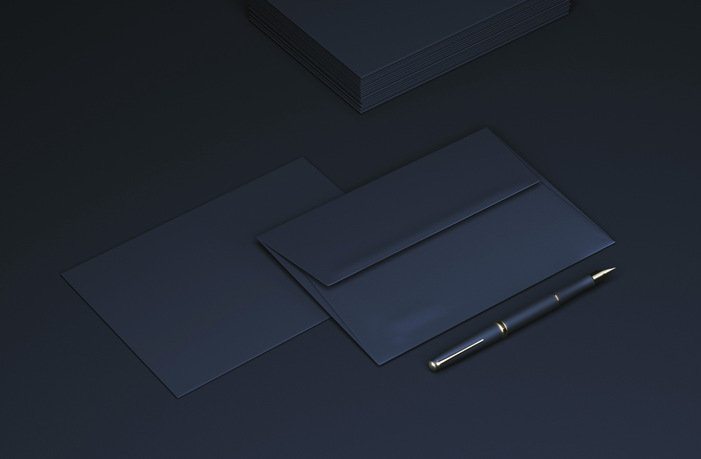 A6 Black envelope on dark background.
