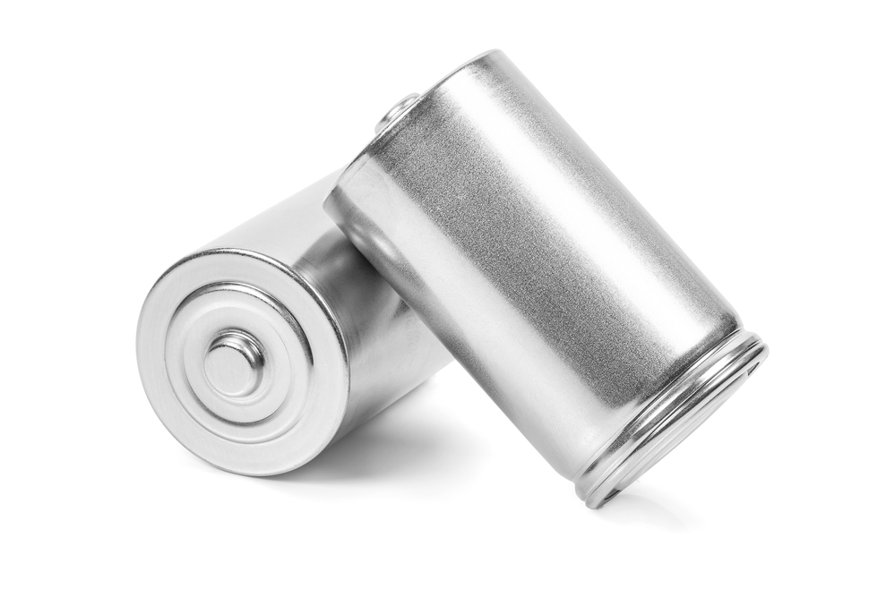 Two LR20 D size batteries isolated on white background with clipping path