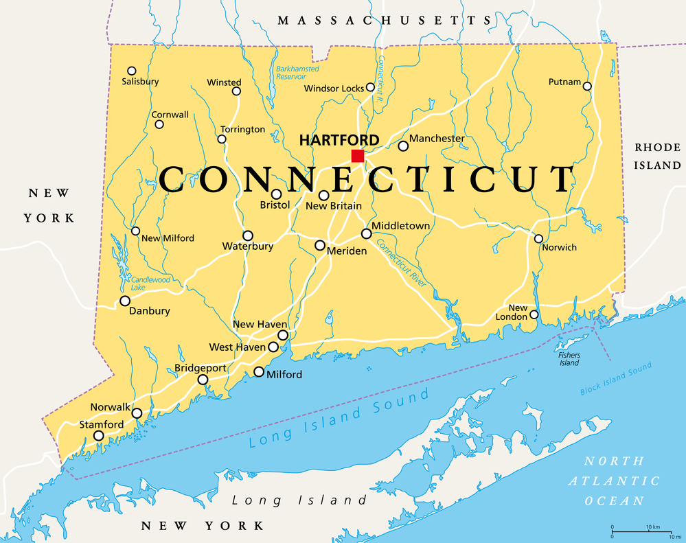 map of connecticut