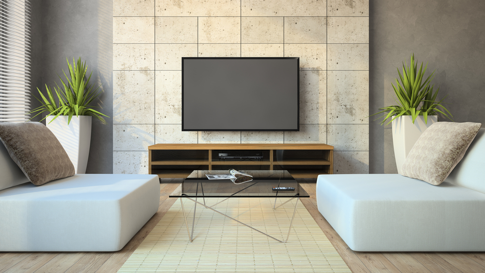 wall mounted 55-inch tv in livingroom