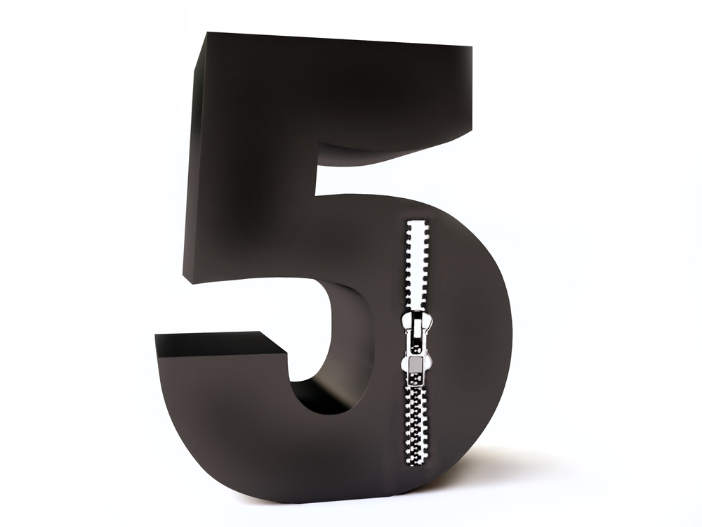 Number 5 with a zipper