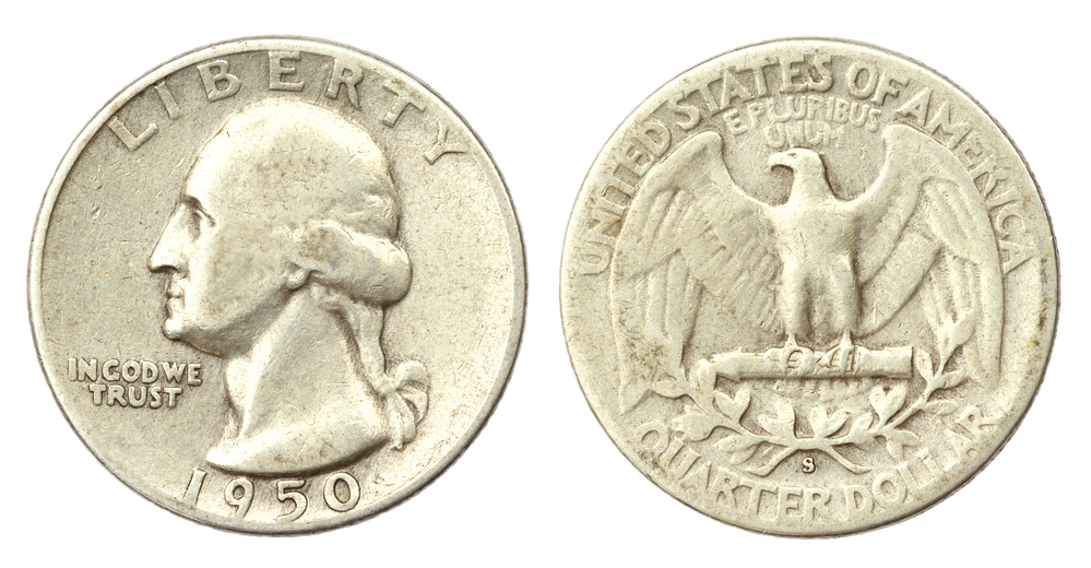 1950 USA quarter coin